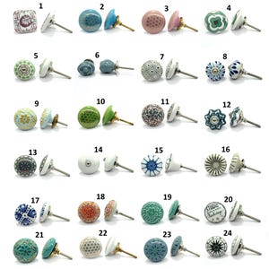 Hand-Painted Ceramic Drawer Knobs, Vintage Cabinet Hardware
