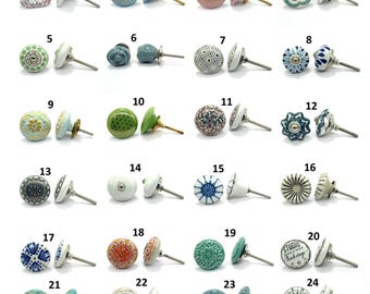 Handgeschilderde keramische ladeknoppen, vintage kastbeslag