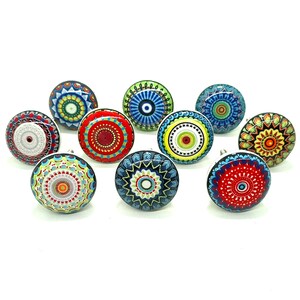 Pomelli per cassetti in ceramica multicolore, maniglie per ante di mobili vintage immagine 3