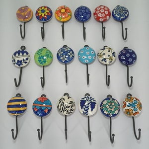 Ceramic Hooks Handpainted Hooks Bathroom Hooks Kitchen Wall Hooks Coat Hangers Decorative Hooks Towel Hanger Colorful Hooks
