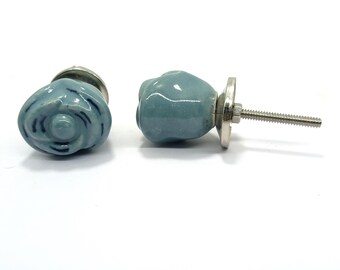 Grey Flower Ceramic Knob, Kitchen Cabinet Hardware