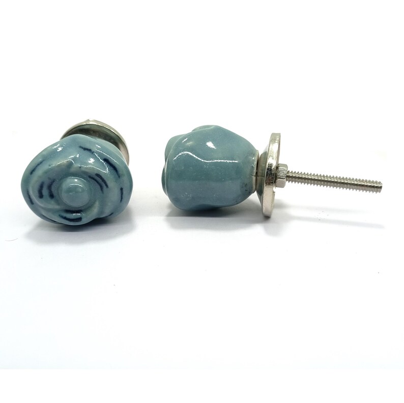 Grey Flower Ceramic Knob, Kitchen Cabinet Hardware image 1