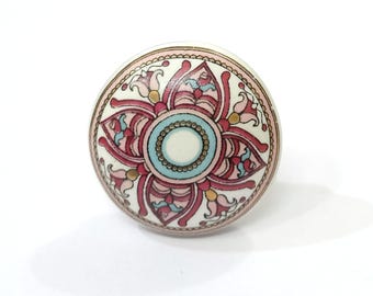 Lila Keramik Schrankknauf - Floraler Schubladenknauf