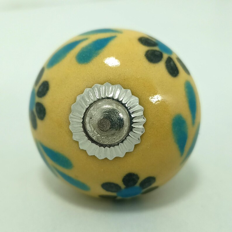Yellow Mango Yellow Hand-Painted Ceramic Knobs, Kitchen Cabinet Pulls image 18
