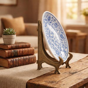 Vintage Brass Folding Display Stand | Decorative Plate Holder | Antique Style Book Easel | Rustic Photo Frame Display | Collectible  Decor