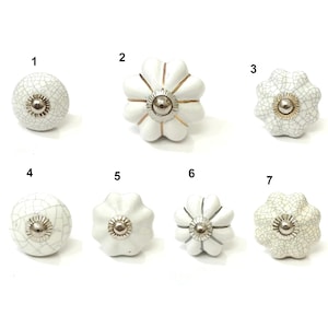 White Ceramic Flower Knobs, Kitchen Cabinet Hardware