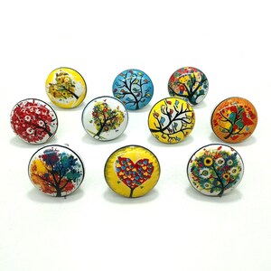 Tree Design Ceramic Drawer Knobs, Vintage Cabinet Hardware