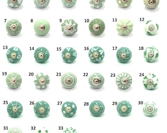 Beige Decorative Knobs Set - Floral Cabinet Pulls | Ceramic Drawer handles for Furniture Makeover