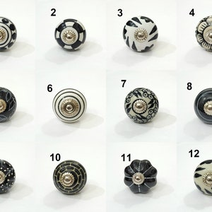 Black and white/off white ceramic knobs kitchen cabinet drawer knobs cupboard knobs hardware knobs cabinet knobs drawer pulls