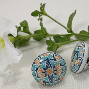 Multicolor Ceramic Knob, Handmade Cabinet Hardware image 2