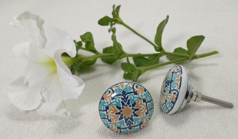 Multicolor Ceramic Knob, Handmade Cabinet Hardware image 2