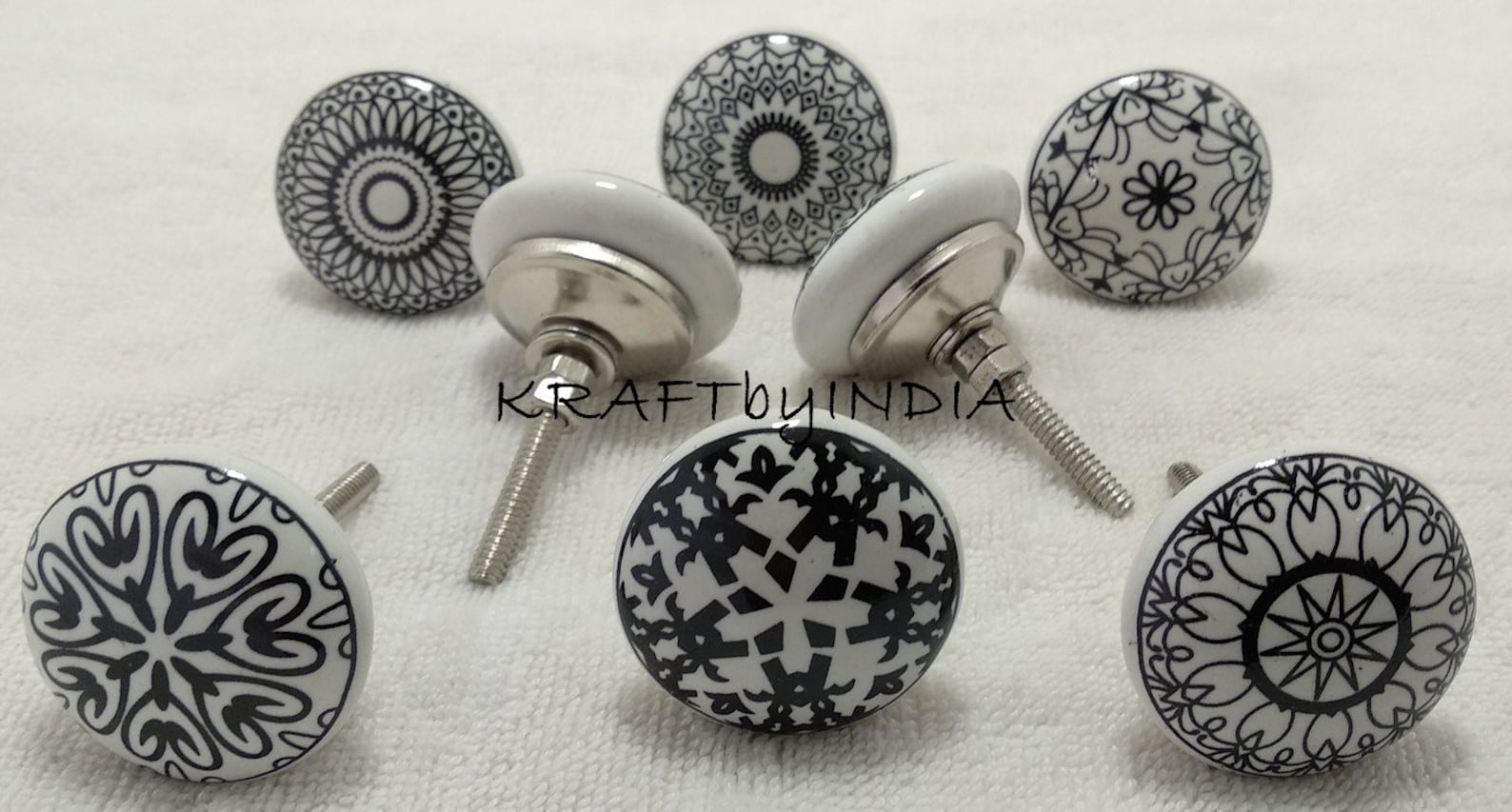 Black and White Flat Ceramic Knobs Kitchen Cabinet Drawer | Etsy
