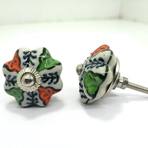 Handpainted Ceramic Pumpkin Knobs - Multicolor Kitchen Cabinet Hardware image 20