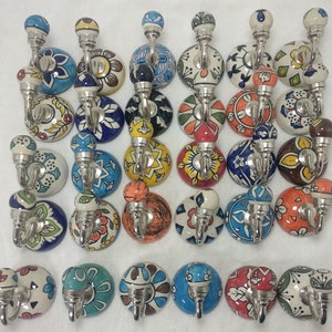 Multicolor Assorted Ceramic Wall Hooks Handpainted Hooks Bathroom Hooks Kitchen Wall Hook Coat Hanger Decorative Hooks Towel Hanger
