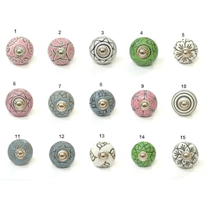 Pomo de cerámica vintage para gabinete, tirador decorativo para cajón (1,5 pulgadas)