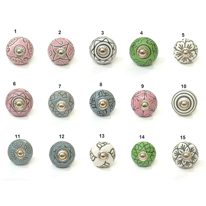 Vintage Ceramic Cabinet Knob, Decorative Drawer Pull (1.5 Inch) image 1