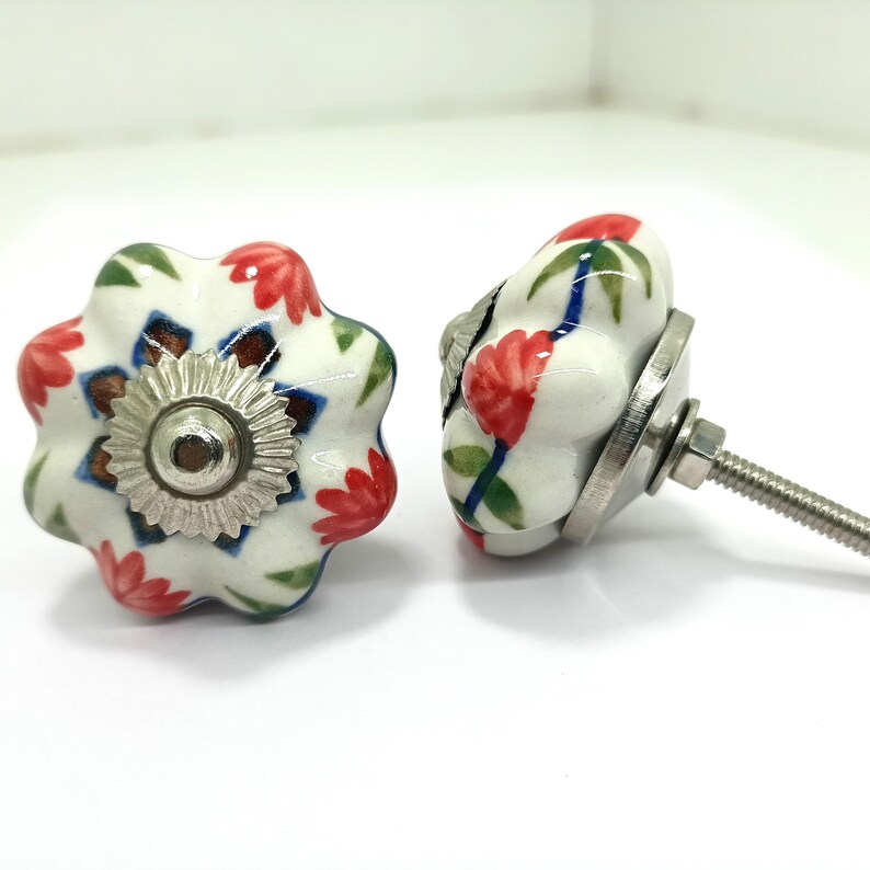 Handpainted Ceramic Pumpkin Knobs - Multicolor Kitchen Cabinet Hardware image 4