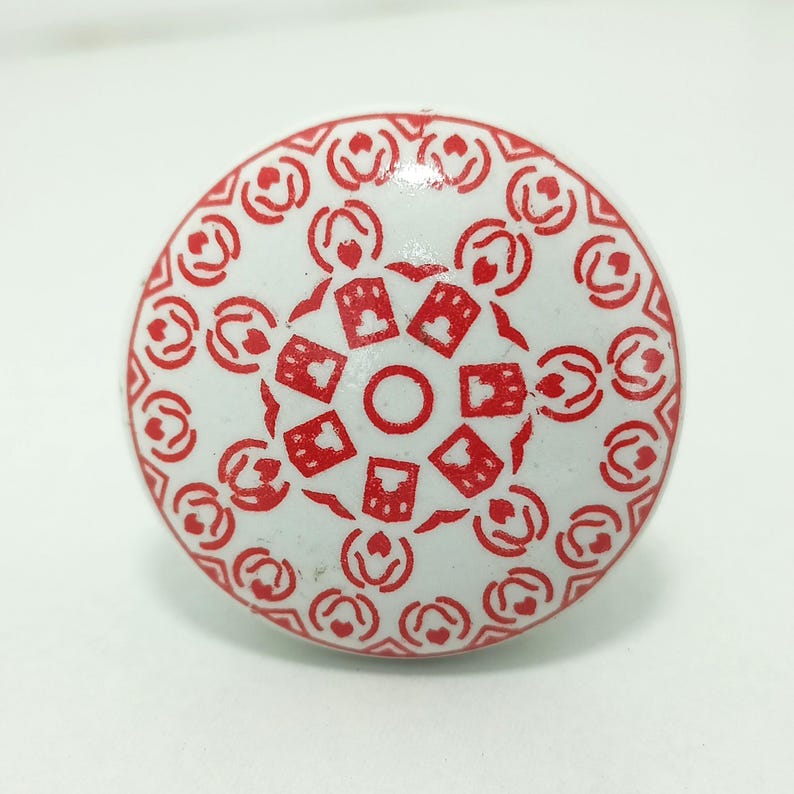 Mandala Pattern Ceramic Knobs | Bohemian Drawer Pulls | Cupboard Door Handles | Home Decor Hardware image 3