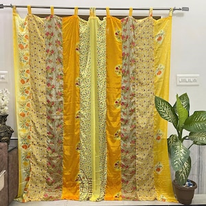 Saree Curtains, Indian Handmade Saree Fabric Curtains, Bohemian Door Curtains, Decorative Boho Hippie Curtain, Room Decor Patchwork Curtain