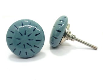 Pomello piatto in ceramica grigia, ferramenta per cassetti e armadietti