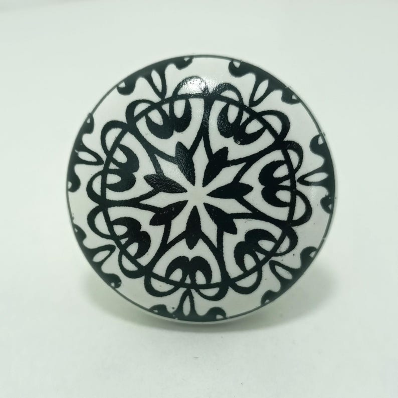 Mandala Pattern Ceramic Knobs | Bohemian Drawer Pulls | Cupboard Door Handles | Home Decor Hardware image 7