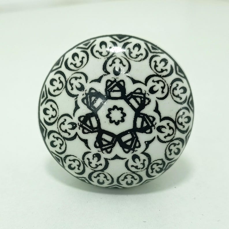 Mandala Pattern Ceramic Knobs | Bohemian Drawer Pulls | Cupboard Door Handles | Home Decor Hardware image 6