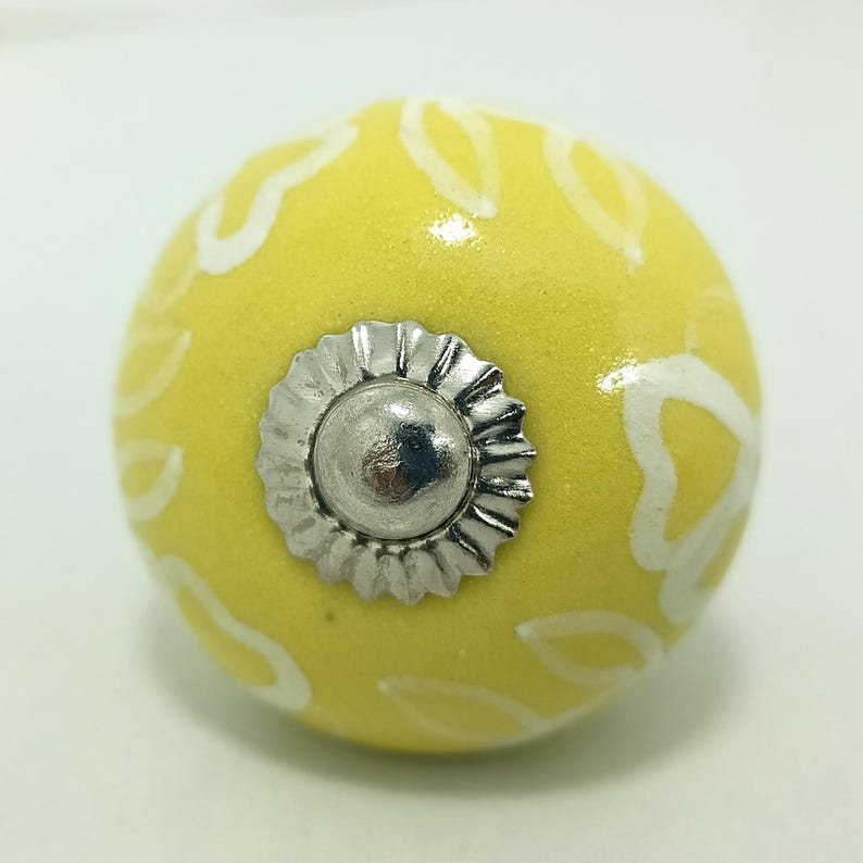 Yellow Mango Yellow Hand-Painted Ceramic Knobs, Kitchen Cabinet Pulls image 4