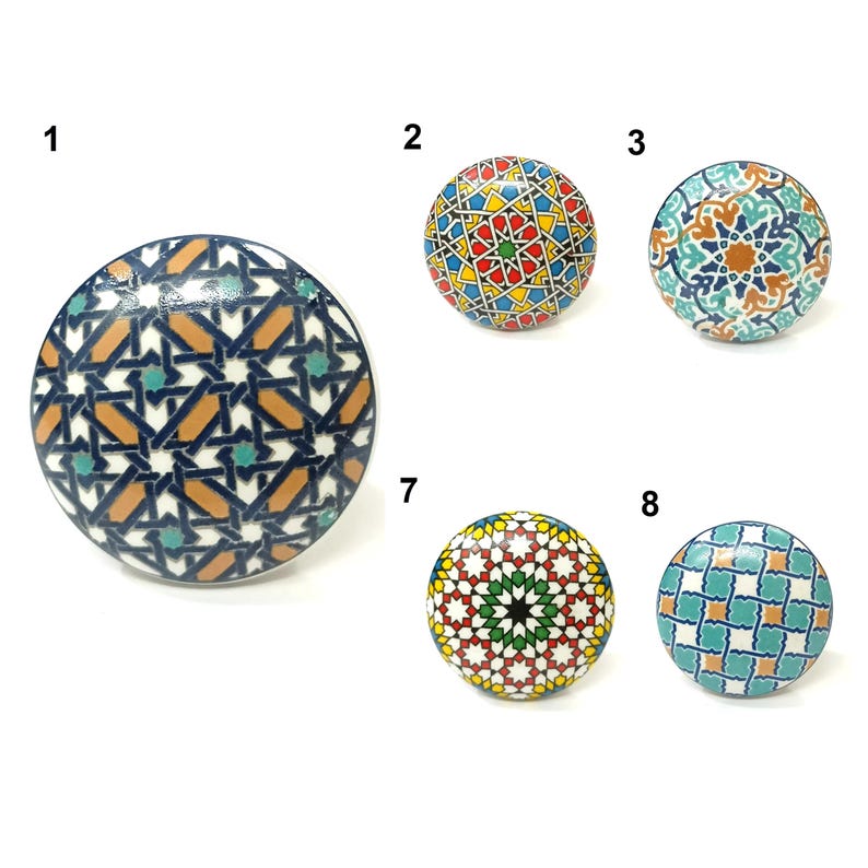 Multicolor Ceramic Cabinet Knob, Decorative Drawer Pull image 1