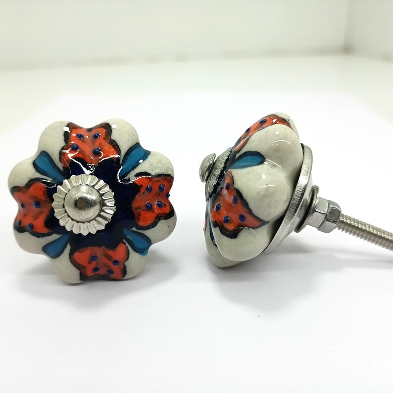 Handpainted Ceramic Pumpkin Knobs - Multicolor Kitchen Cabinet Hardware image 18