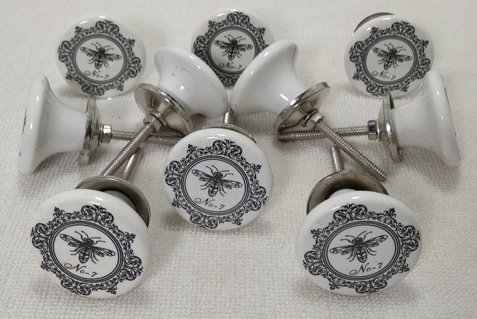 Lote de 10 perillas de cerámica blanca y negra Perillas de la | Etsy