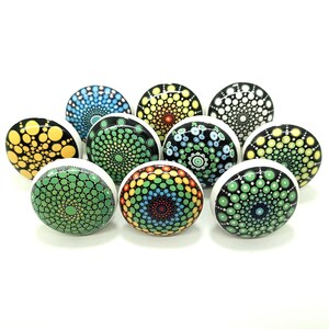 Veelkleurige mandala keramische kastknop, diameter 1,5 inch afbeelding 3