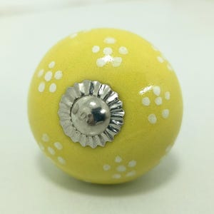 Yellow Mango Yellow Hand-Painted Ceramic Knobs, Kitchen Cabinet Pulls image 5