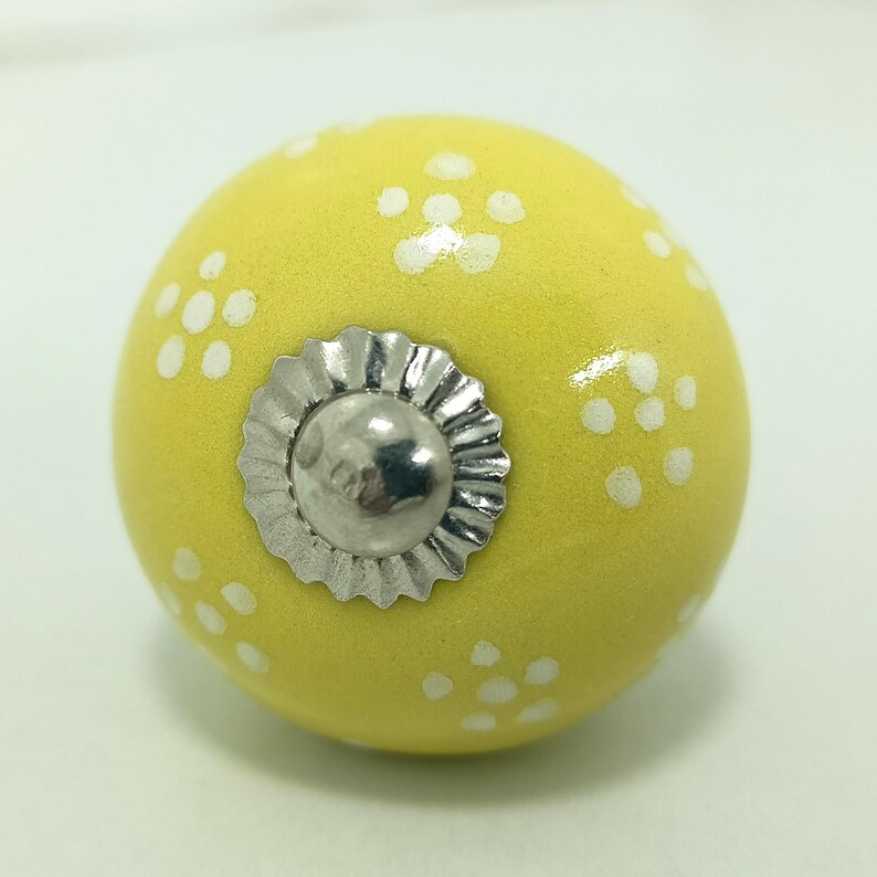 Yellow Mango Yellow Hand-Painted Ceramic Knobs, Kitchen Cabinet Pulls image 5