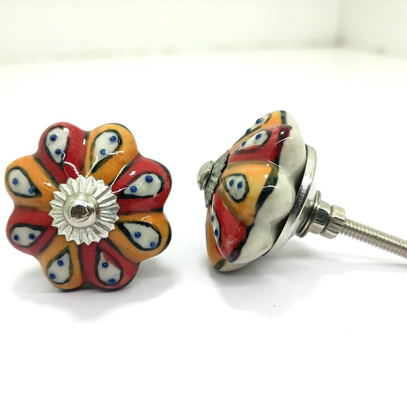 Handpainted Ceramic Pumpkin Knobs - Multicolor Kitchen Cabinet Hardware image 15