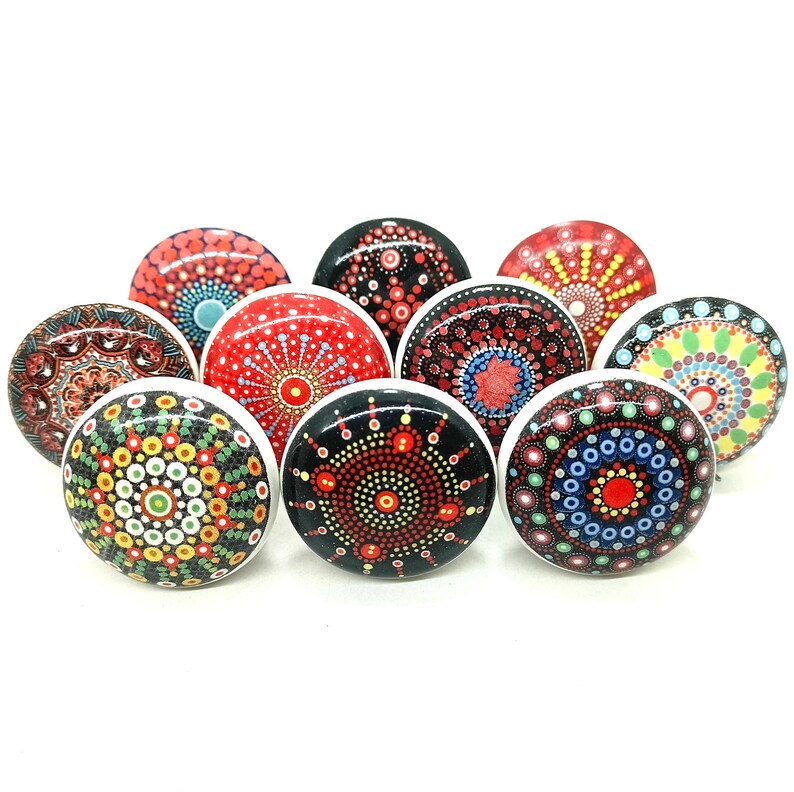 Boutons de placard en céramique multicolore - Quincaillerie pour tiroirs d'armoires de cuisine image 1
