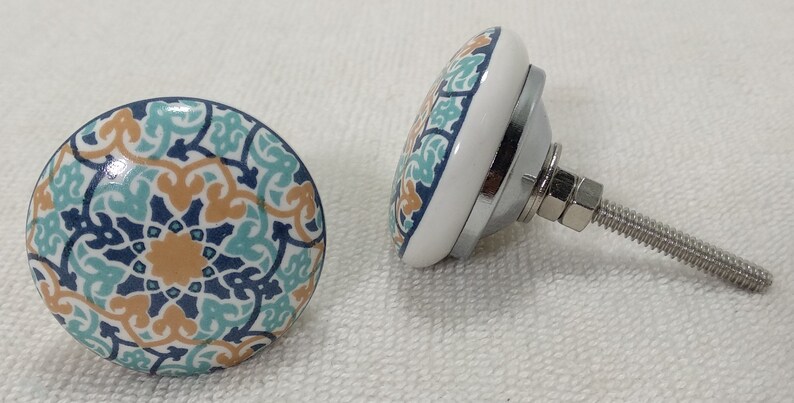 Multicolor Ceramic Knob, Handmade Cabinet Hardware image 3