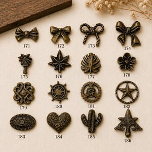 Vintage Metal Decorative Conchos, Western Star Heart Bow Leaf Palm Tree Cactus Floral Leather Craft Hardware, DIY Bag Belt Hat Accessories