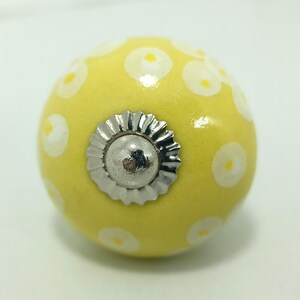 Yellow Mango Yellow Hand-Painted Ceramic Knobs, Kitchen Cabinet Pulls image 3