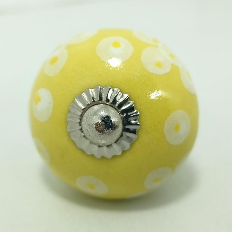 Yellow Mango Yellow Hand-Painted Ceramic Knobs, Kitchen Cabinet Pulls image 3