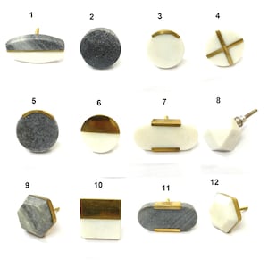 Marble Stone Door knobs with Golden Brass Hand Crafted Cupboard Handles Brass & Marble Knobs Drawer Pulls Stone Knobs Kitchen Cabinet Knobs