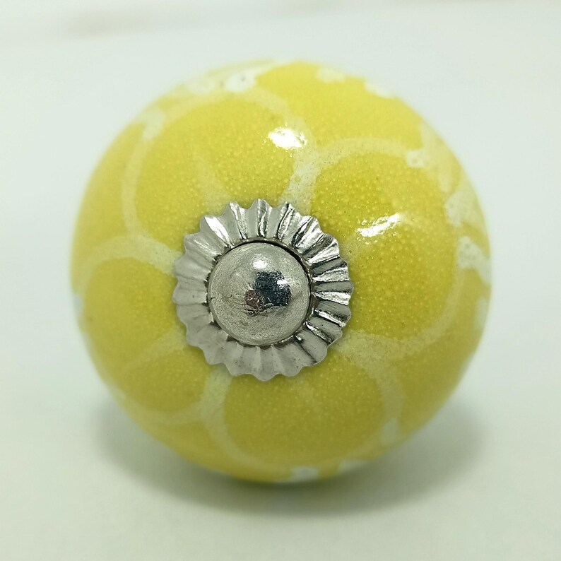 Yellow Mango Yellow Hand-Painted Ceramic Knobs, Kitchen Cabinet Pulls image 6