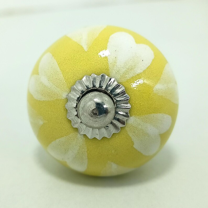Yellow Mango Yellow Hand-Painted Ceramic Knobs, Kitchen Cabinet Pulls image 2