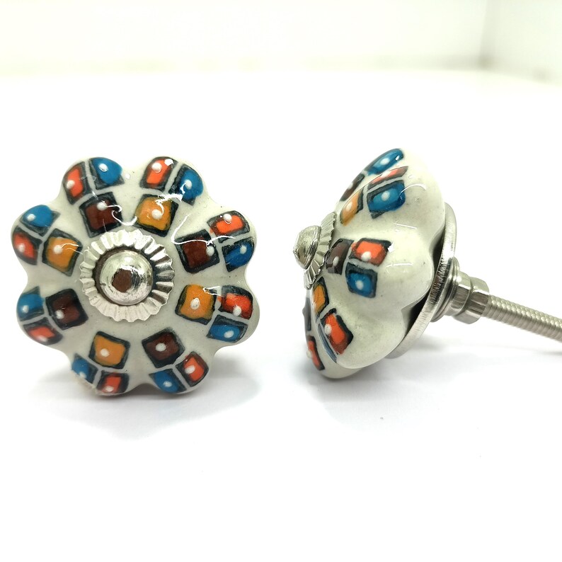 Handpainted Ceramic Pumpkin Knobs - Multicolor Kitchen Cabinet Hardware image 19
