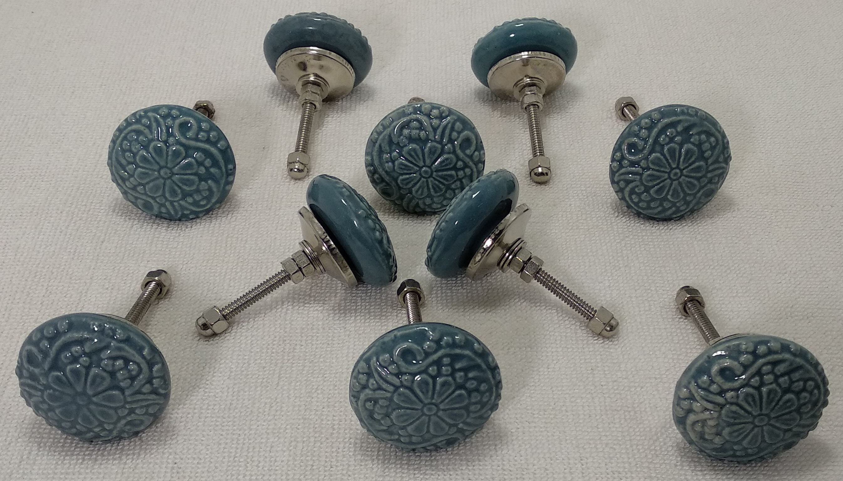 Grey Vintage Ceramic Door Knobs Handpainted Kitchen Etsy