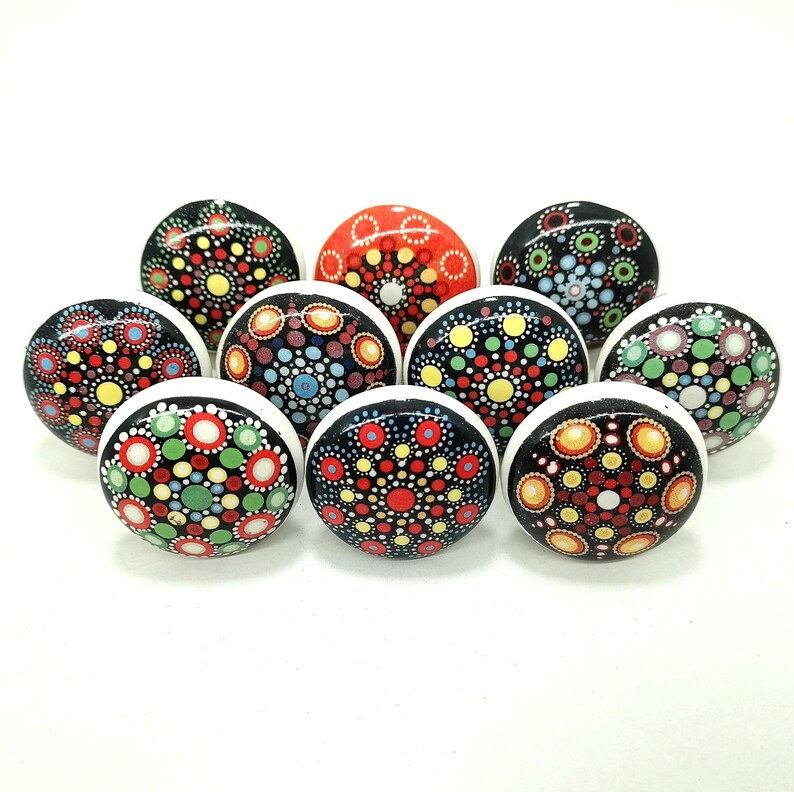 Multicolor Ceramic Cabinet Knobs, Decorative Drawer Hardware image 2
