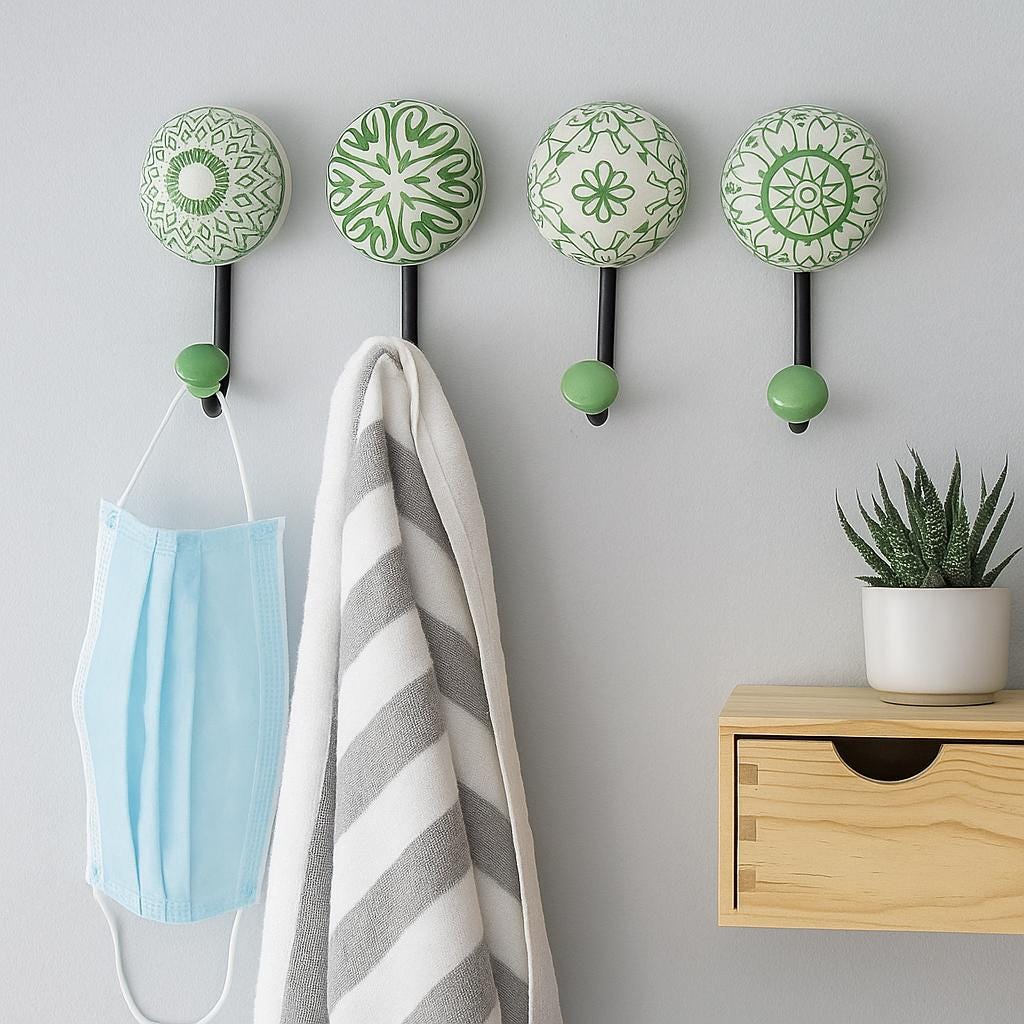Grey Ceramic Wall Hooks – Boho Decorative Hangers for Entryway