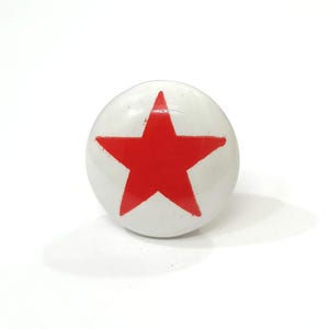 Red Star Ceramic Drawer Knobs - Hand-painted Vintage Cabinet Hardware