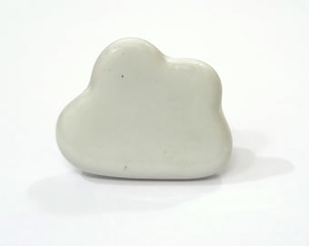 White Cloud Ceramic Knob - Handpainted Cabinet Hardware
