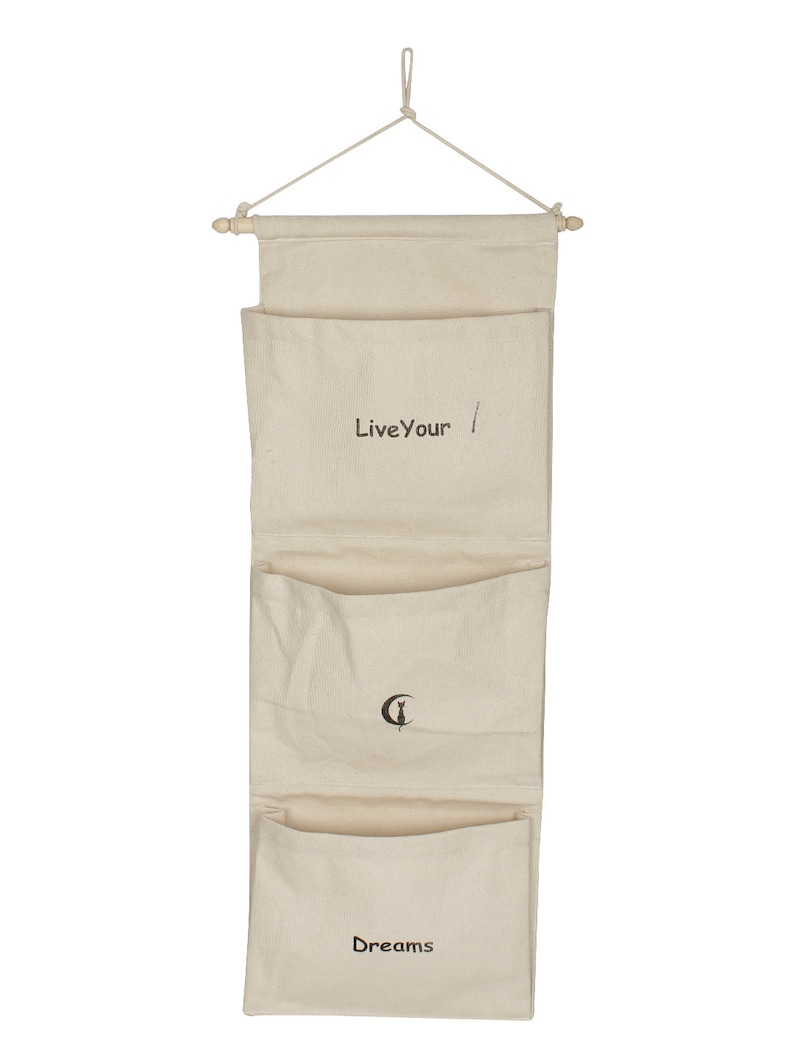 Handmade Hanging Canvas Organizer With 3 Pockets Multi Etsy