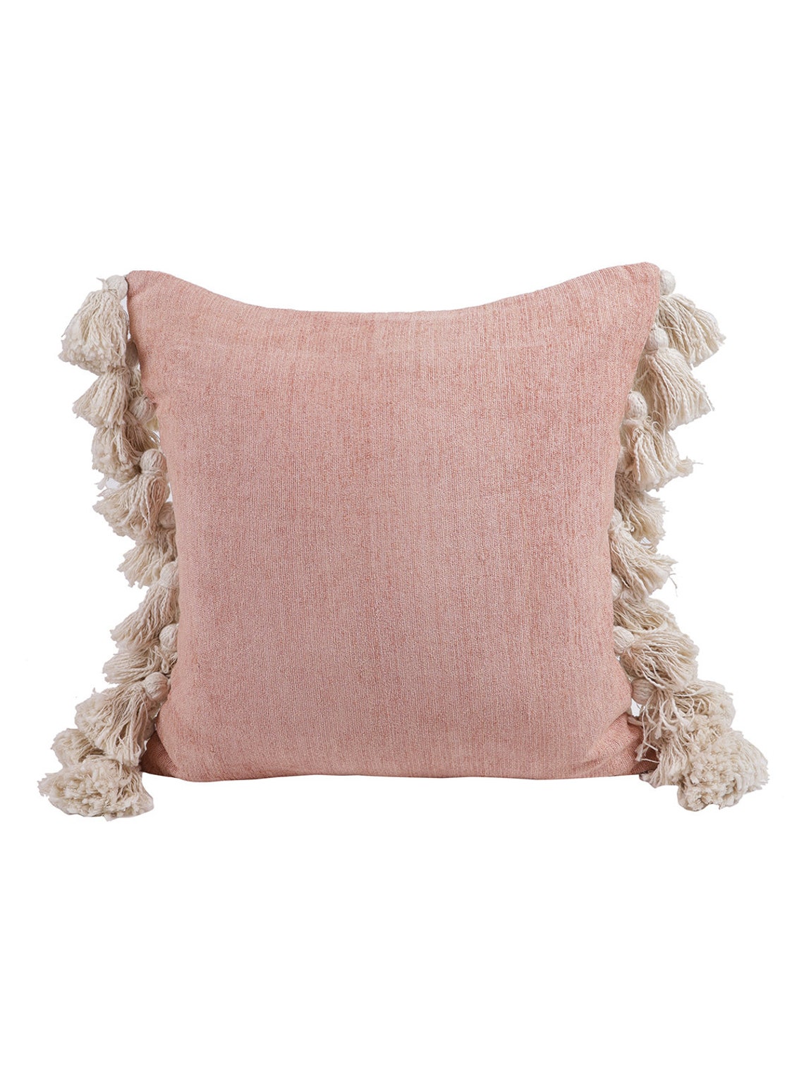 Blush Color 20 X 20 Chenille Cushion Cover with tassels Living Etsy